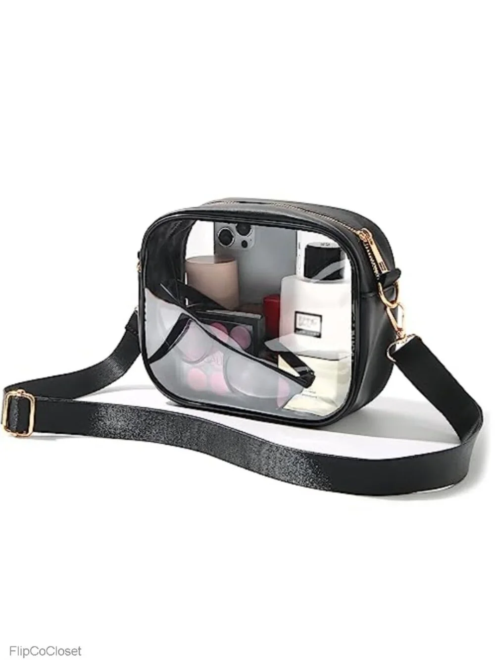 Clear Crossbody Bag Stadium Approved PVC PU Leather Adjustable Strap